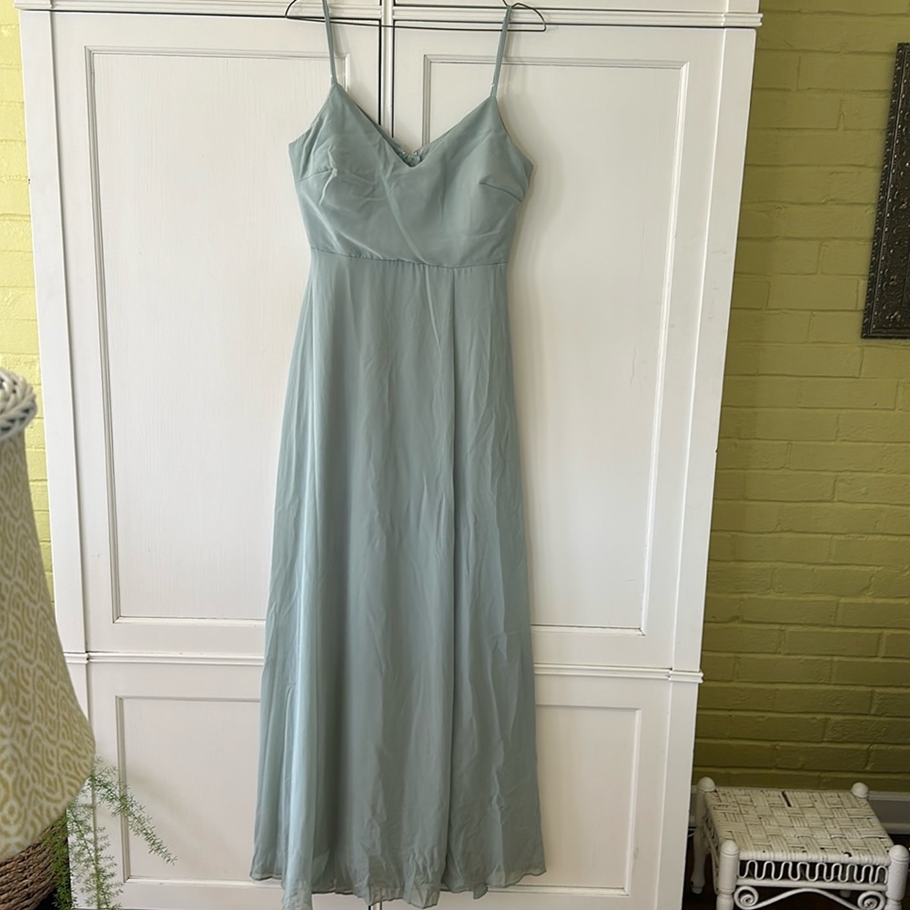 Celadon Birdie Grey bridesmaid dress